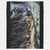 馬、山川、春の仲間、漫画 フリースブランケット (正面)