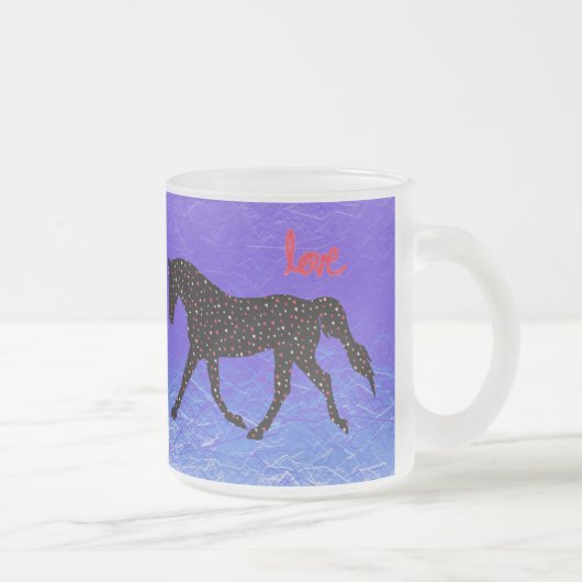 馬、愛およびハート フロストグラスマグカップ (右)