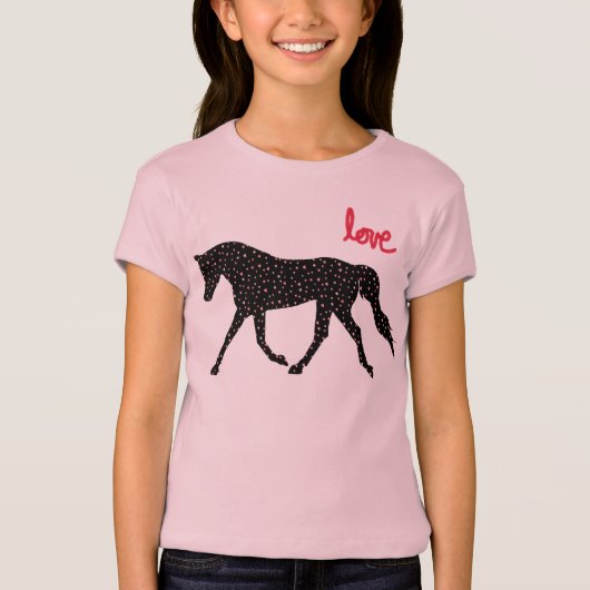 馬、愛およびハート Tシャツ (正面)