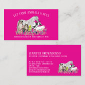 馬 牛 羊 犬 猫 鳥 ピンク ペット 獣医 名刺 (正面/裏面)