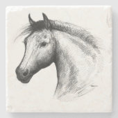 馬：白 ストーンコースター (正面)