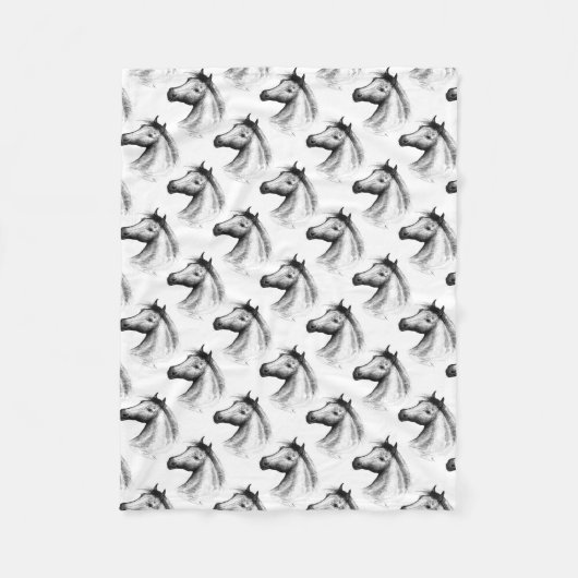 馬：白 フリースブランケット (正面)