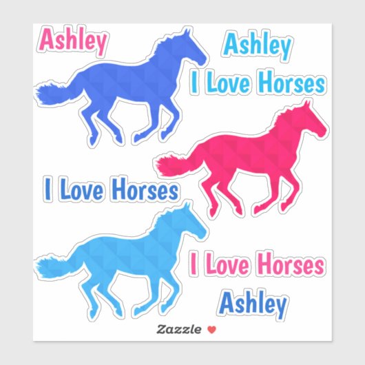 馬"私は馬を愛する"名前をカスタムするビニールのシール シール (シート)