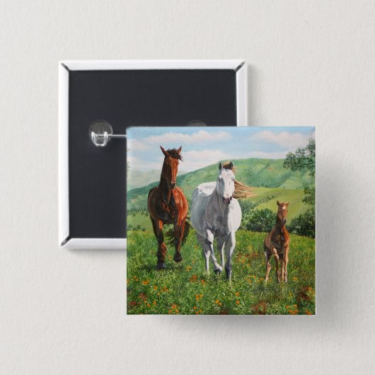 馬 缶バッジ (正面&裏面)