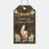 馬、花の素朴な木の誕生日ありがとう ギフトタグ (正面)