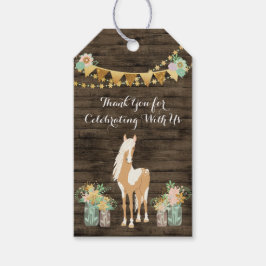 馬、花の素朴な木の誕生日ありがとう ギフトタグ