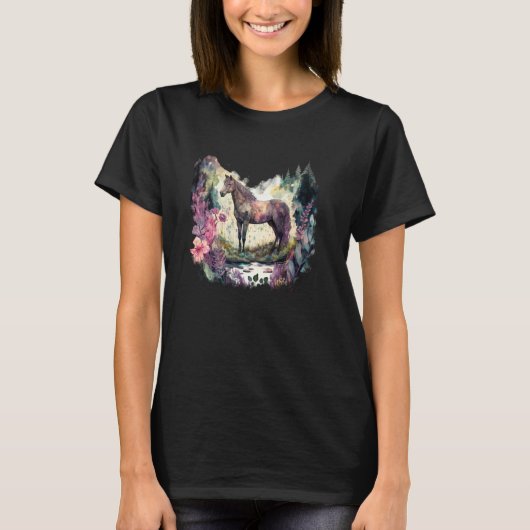 馬 花 山 ボホー 西洋 南部 カウガール Tシャツ (正面)