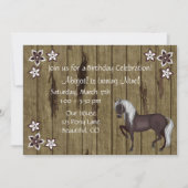 馬、花、木Bkgウェスタン誕生日招待状 招待状 (正面)