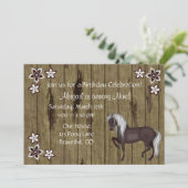 馬、花、木Bkgウェスタン誕生日招待状 招待状 (スタンド正面)