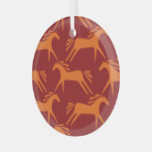 馬：赤シームレス馬術美しい。 ガラスオーナメント (正面左)