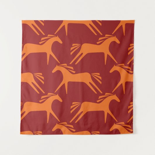 馬：赤シームレス馬術美しい。 タペストリー (正面)