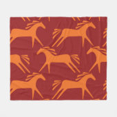 馬：赤シームレス馬術美しい。 フリースブランケット (正面(横))