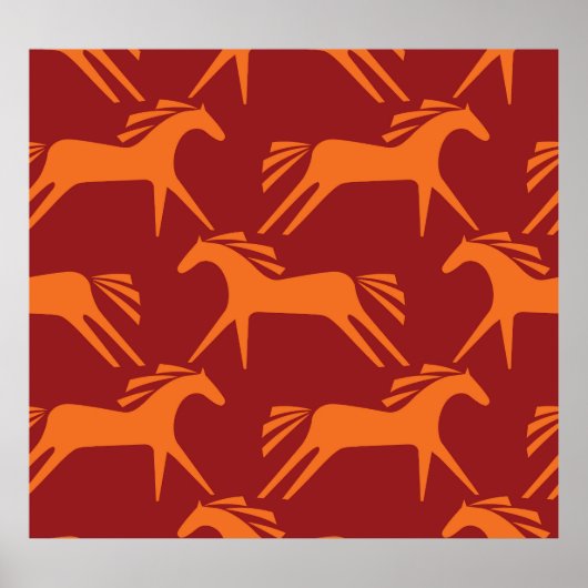 馬：赤シームレス馬術美しい。 ポスター (正面)