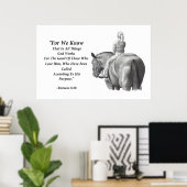 馬、鉛筆の女の子:聖書の詩:ローマ8:28 ポスター (ホームオフィス)