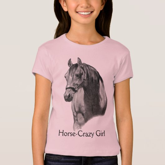 馬: 鉛筆: HORSE-CRAZY: 女の子 Tシャツ (正面)