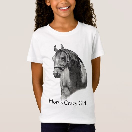 馬: 鉛筆: HORSE-CRAZY: 女の子 Tシャツ (正面)