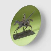 馬(青銅)のジョッキー ラウンド壁時計 (傾斜)
