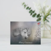 馬：馬好き雪の冬のクリスマス シーズンポストカード (スタンド正面)