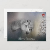 馬：馬好き雪の冬のクリスマス シーズンポストカード (正面/裏面)