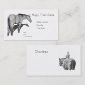 馬、馬小屋、乗馬、レッスン: 鉛筆の馬 名刺 (正面/裏面)