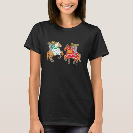 馬 馬術 騎士 中世 馬上槍試合 ルネッサンスフェア Tシャツ (正面)