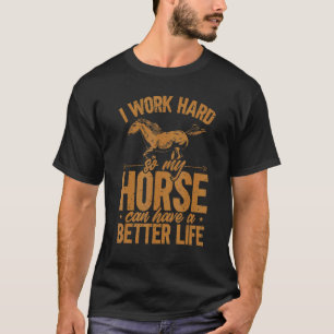 馬 馬 私は頑張る 馬乗り Tシャツ