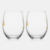 馬 黄色のバラ モノグラム Mr. and Mrs. 結婚式 ステムなしワイングラス (左)