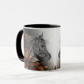 馬#01 – 銅とインクのスタイル マグカップ (正面左)