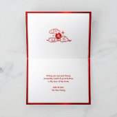 馬 2026年 写真 中国の旧正月 赤 黄色 シーズンカード (内部)