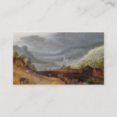 馬、Pを抑制している農家との田園景色 名刺 (裏面)