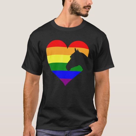 馬LGBT Qゲイプライドクールレインボーフラッグアリー Tシャツ (正面)