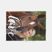 馬LOVE馬術パーソナライズされたモダン写真 フリースブランケット (正面(横))