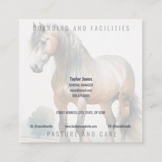 馬QRコードスクエアビジネスカード スクエア名刺 (裏面)