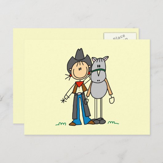 馬Tシャツとギフト付き女性のカーボーイ ポストカード (正面/裏面)