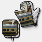 駅で列車 鍋つかみ&鍋敷きセット (正面/裏面)