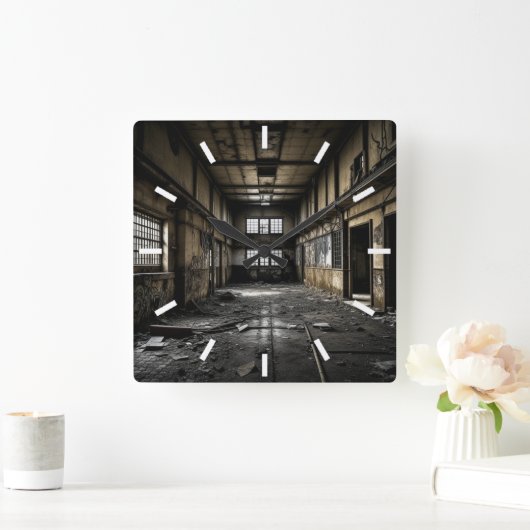 駅の中で スクエア壁時計 (ホーム)