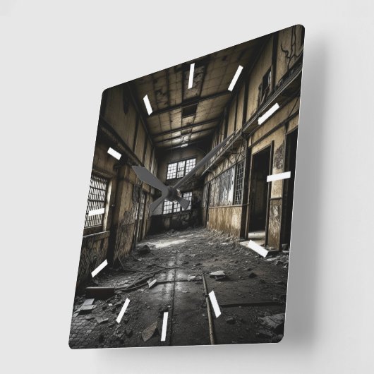 駅の中で スクエア壁時計 (傾斜)