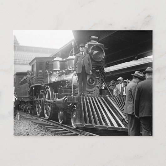 駅の蒸気機関車、1923年 ポストカード (正面)
