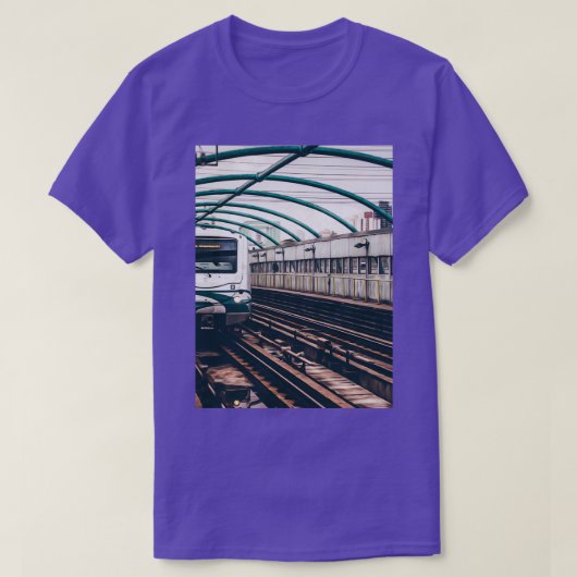 駅メトロ鉄道線路 Tシャツ (デザイン正面)