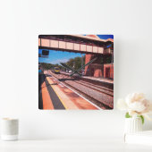 駅来に入る スクエア壁時計 (ホーム)