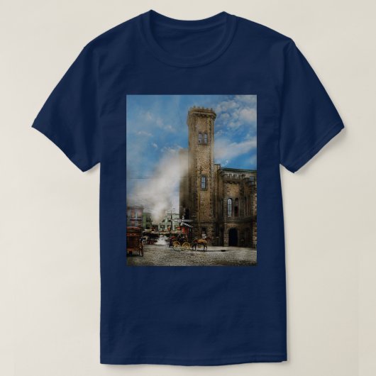 駅1910年の列車を探す Tシャツ (デザイン正面)