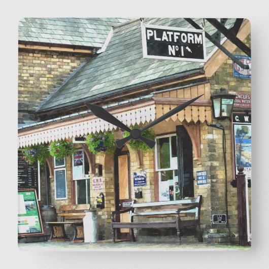 駅 スクエア壁時計 (正面)