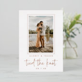 駆けモダン落ち手結びKnot写真バラ金ゴールドFoi 箔招待状 (立ち正面)