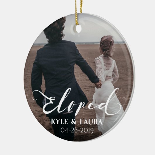 駆け落ちされた結婚の発表の写真のオーナメント セラミックオーナメント (左)
