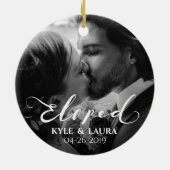 駆け落ちされた結婚の発表の写真のオーナメント セラミックオーナメント (裏面)