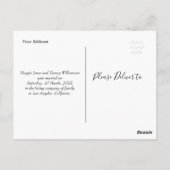 駆け落ちした | おもしろい結婚スクリプトの発表 ポストカード (裏面)