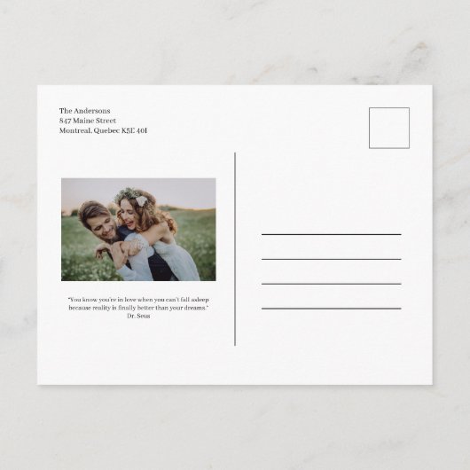 駆け落ちした |かわいらし Chalkboardスクリプトの実行 案内ポストカード (裏面)