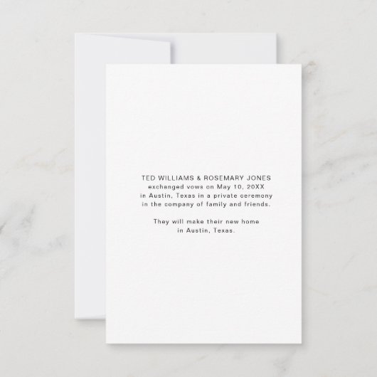 駆け落ちした | ブラシ結婚台本の発表 サンキューカード (裏面)