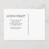 駆け落ちした |写真モダンの結婚発表 案内ポストカード (裏面)