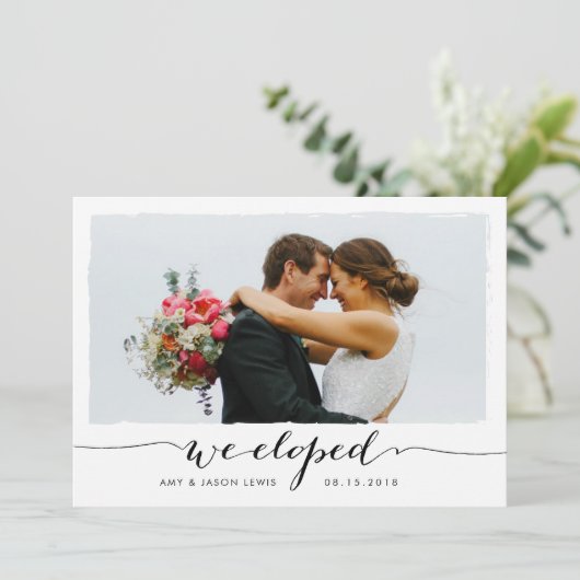 駆け落ちした | 写真結婚発表白黒 案内状 (スタンド正面)